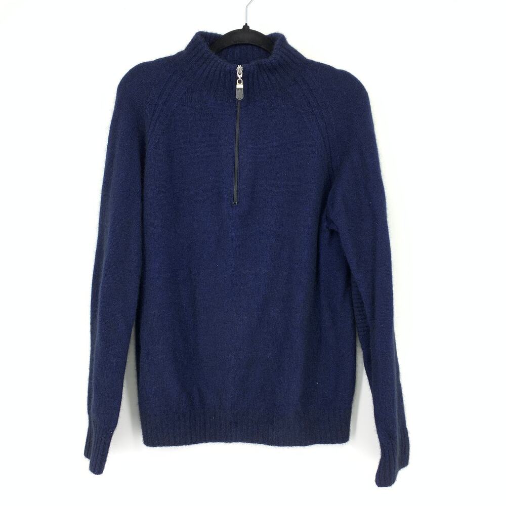 Lothlorian 1/4 Zip Neck Pullover Sweater Mens Sz M Blue Possum Fur Wool Blend